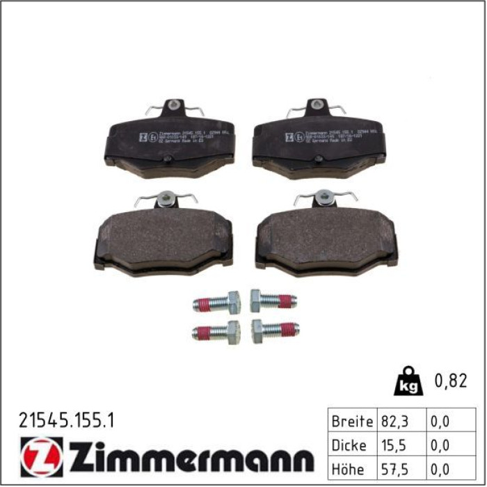 Zimmermann 21545.155.1 Bremsbelagsatz, Scheibenbremse Zimmermann 21545.155.1 Bremsbelagsatz, Scheibenbremse