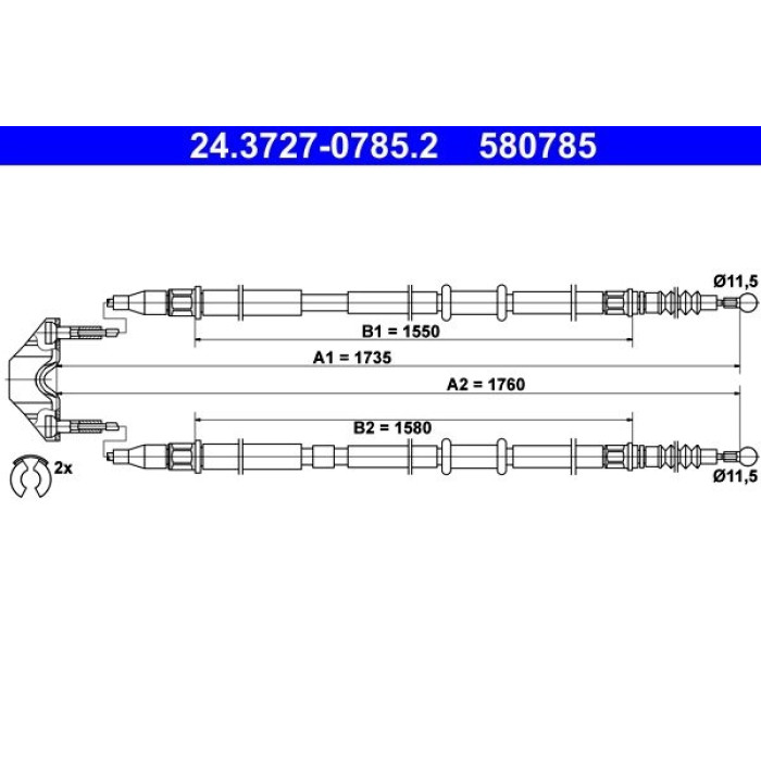 ATE 24.3727-0785.2 Seilzug, Feststellbremse ATE 24.3727-0785.2 Seilzug, Feststellbremse