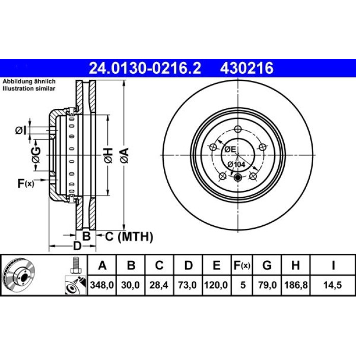 ATE 24.0130-0216.2 Bremsscheibe