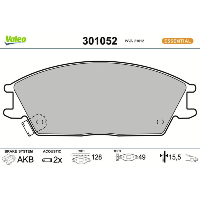 Valeo 301052 Bremsbelagsatz, Scheibenbremse ESSENTIAL Valeo 301052 Bremsbelagsatz, Scheibenbremse ESSENTIAL
