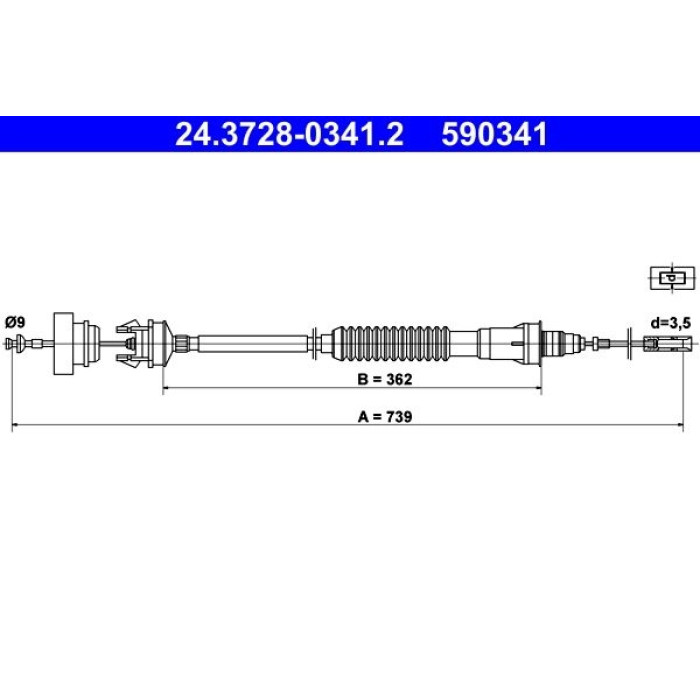 ATE 24.3728-0341.2 Seilzug, Kupplungsbetätigung ATE 24.3728-0341.2 Seilzug, Kupplungsbetätigung