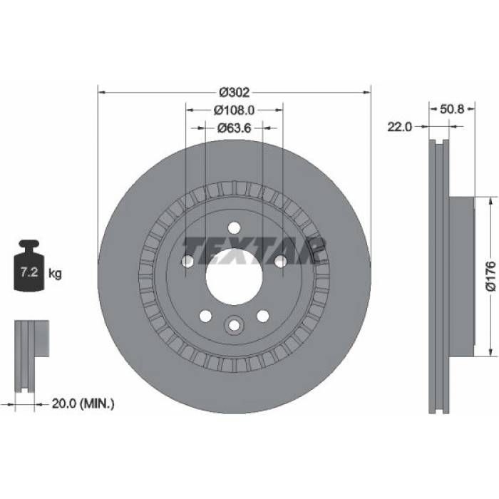 Textar 92196403 Bremsscheibe PRO Textar 92196403 Bremsscheibe PRO