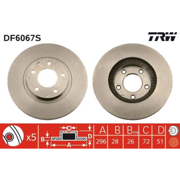 TRW DF6067S Bremsscheibe SINGLE TRW DF6067S Bremsscheibe SINGLE