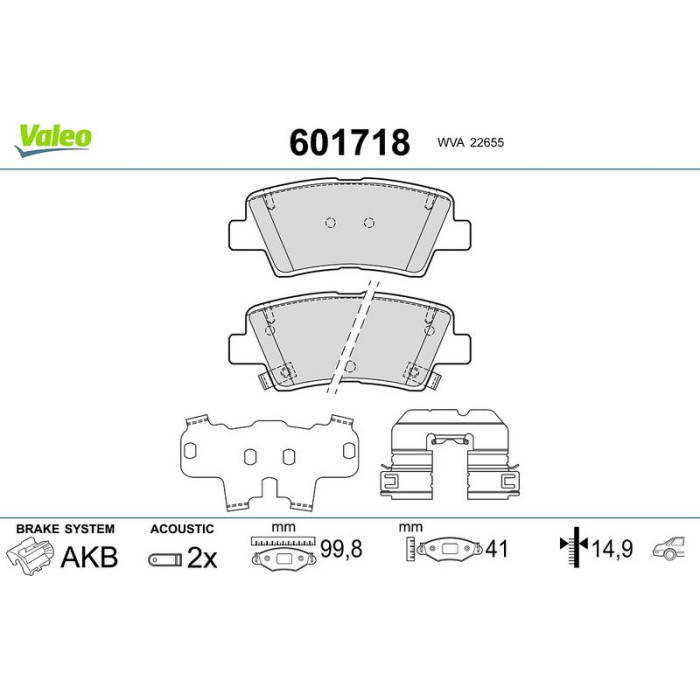 Valeo 601718 Bremsbelagsatz, Scheibenbremse Valeo 601718 Bremsbelagsatz, Scheibenbremse