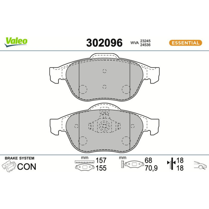 Valeo 302096 Bremsbelagsatz, Scheibenbremse ESSENTIAL