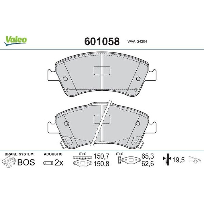 Valeo 601058 Bremsbelagsatz, Scheibenbremse Valeo 601058 Bremsbelagsatz, Scheibenbremse