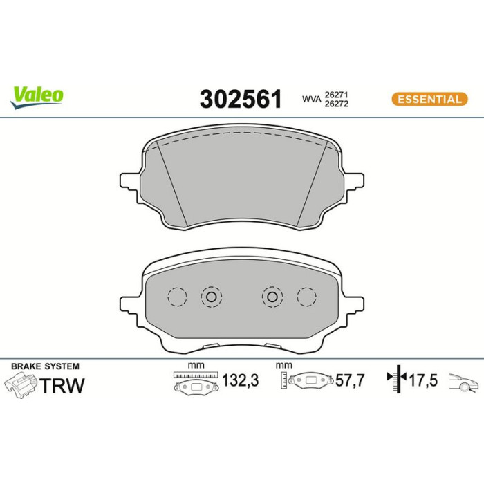 Valeo 302561 Bremsbelagsatz, Scheibenbremse ESSENTIAL Valeo 302561 Bremsbelagsatz, Scheibenbremse ESSENTIAL
