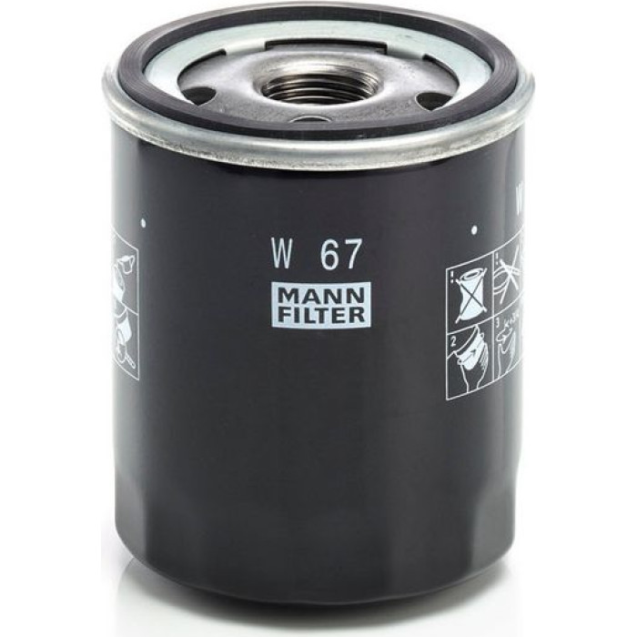 MANN-FILTER W 67 Ölfilter M 20 X 1.5, mit einem Rücklaufsperrventil, Anschraubfilter MANN-FILTER W 67 Ölfilter M 20 X 1.5, mit einem Rücklaufsperrventil, Anschraubfilter