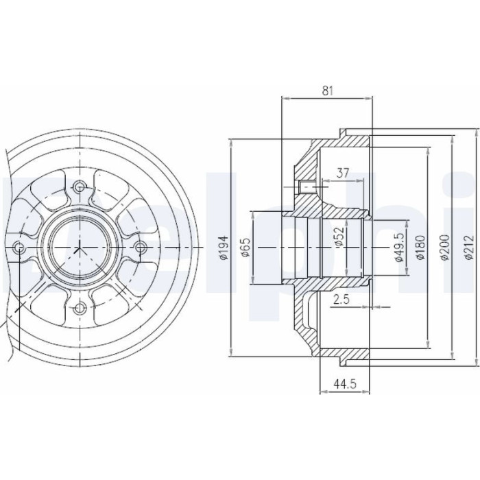 Delphi BFR282 Bremstrommel Delphi BFR282 Bremstrommel