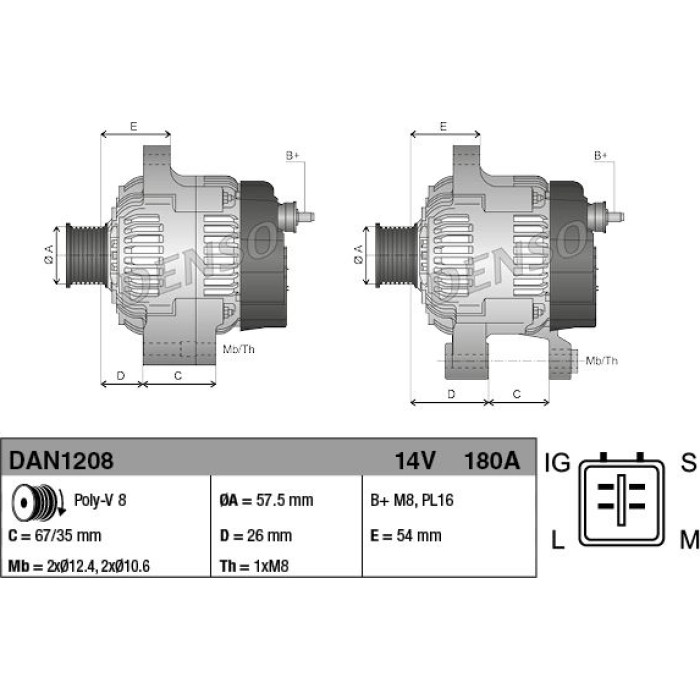 Denso DAN1208 Generator Denso DAN1208 Generator