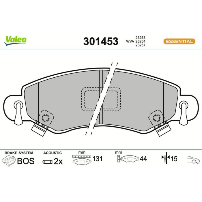 Valeo 301453 Bremsbelagsatz, Scheibenbremse ESSENTIAL
