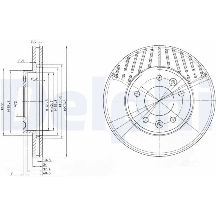 Delphi BG3563 Bremsscheibe
