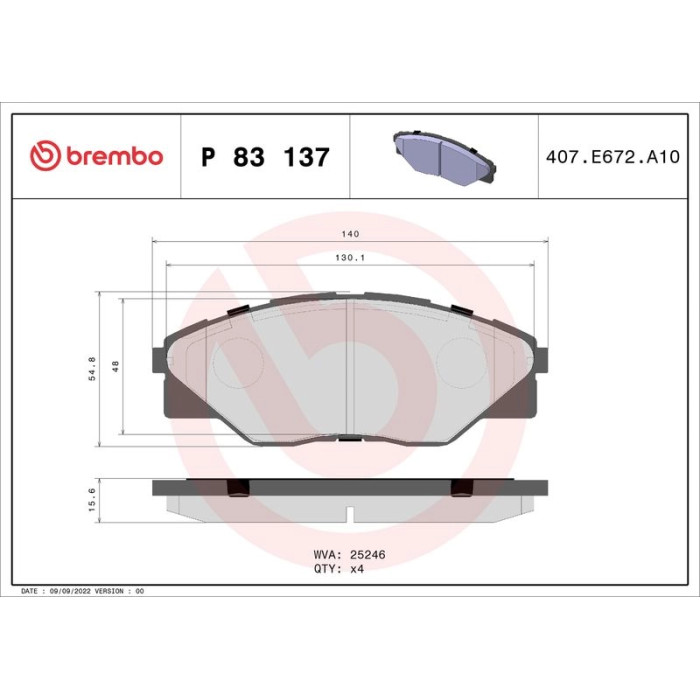 Bremsbelagsatz, Scheibenbremse P 83 137 Bremsbelagsatz, Scheibenbremse P 83 137