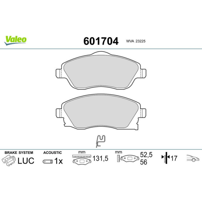 Valeo 601704 Bremsbelagsatz, Scheibenbremse Valeo 601704 Bremsbelagsatz, Scheibenbremse