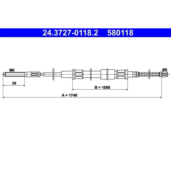 ATE 24.3727-0118.2 Seilzug, Feststellbremse ATE 24.3727-0118.2 Seilzug, Feststellbremse
