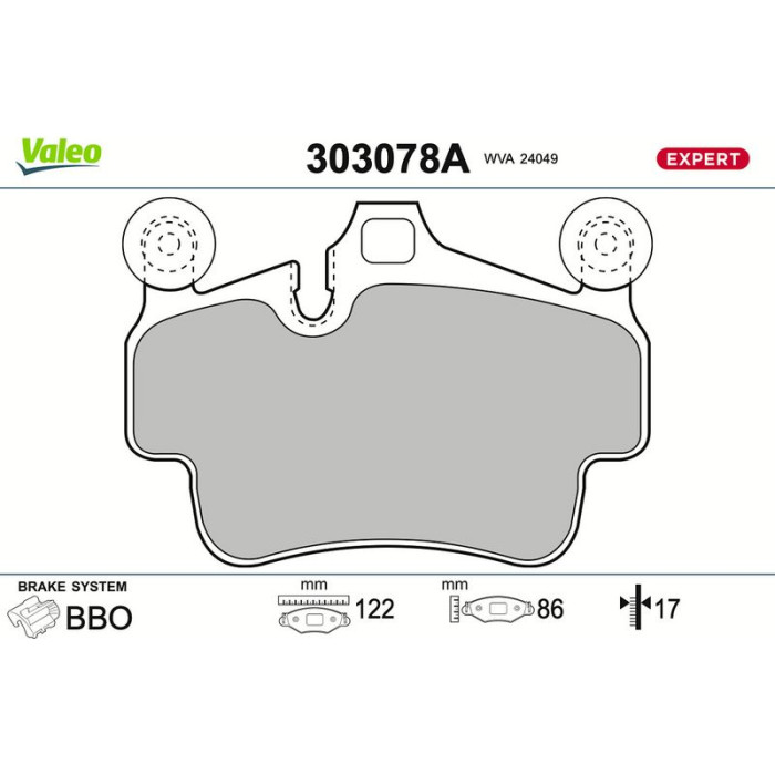 Valeo 303078A Bremsbelagsatz, Scheibenbremse EXPERT Valeo 303078A Bremsbelagsatz, Scheibenbremse EXPERT