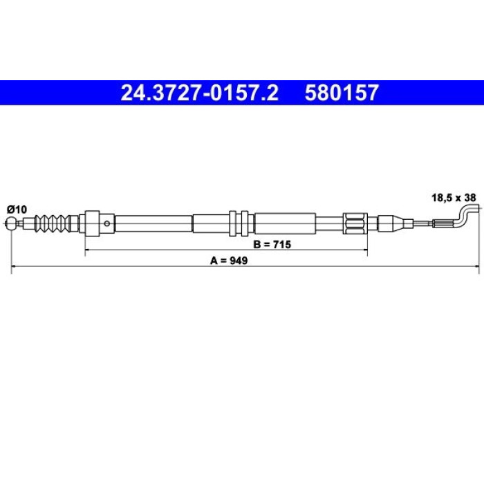 ATE 24.3727-0157.2 Seilzug, Feststellbremse ATE 24.3727-0157.2 Seilzug, Feststellbremse