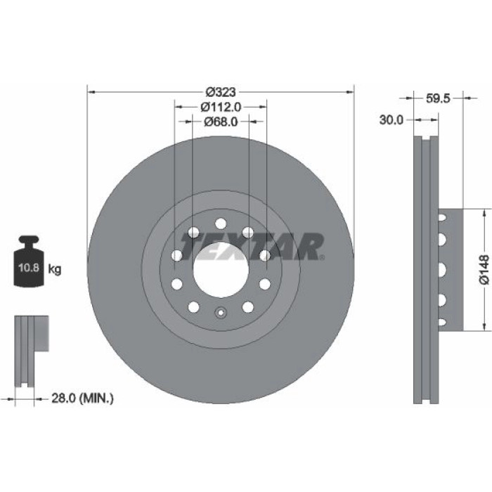 Textar 92122103 Bremsscheibe PRO Textar 92122103 Bremsscheibe PRO