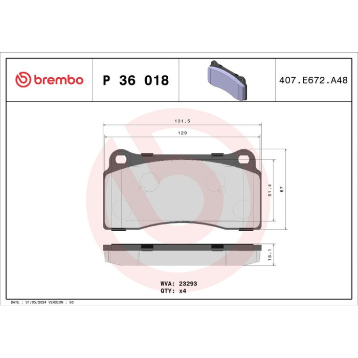 Brembo P 36 018 Bremsbelagsatz, Scheibenbremse PRIME LINE Brembo P 36 018 Bremsbelagsatz, Scheibenbremse PRIME LINE