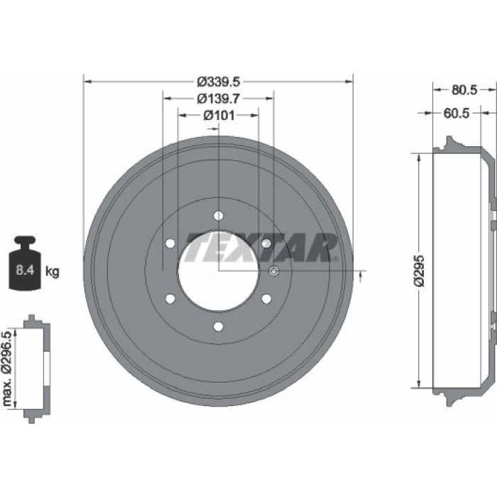Textar 94043300 Bremstrommel