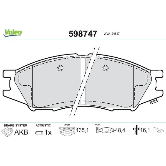 Valeo 598747 Bremsbelagsatz, Scheibenbremse Valeo 598747 Bremsbelagsatz, Scheibenbremse