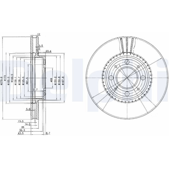 Delphi BG2720 Bremsscheibe Delphi BG2720 Bremsscheibe