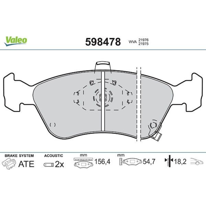 Valeo 598478 Bremsbelagsatz, Scheibenbremse Valeo 598478 Bremsbelagsatz, Scheibenbremse