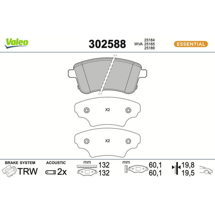 Valeo 302588 Bremsbelagsatz, Scheibenbremse ESSENTIAL