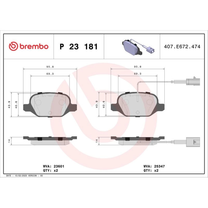 Brembo P 23 181 Bremsbelagsatz, Scheibenbremse PRIME LINE Brembo P 23 181 Bremsbelagsatz, Scheibenbremse PRIME LINE