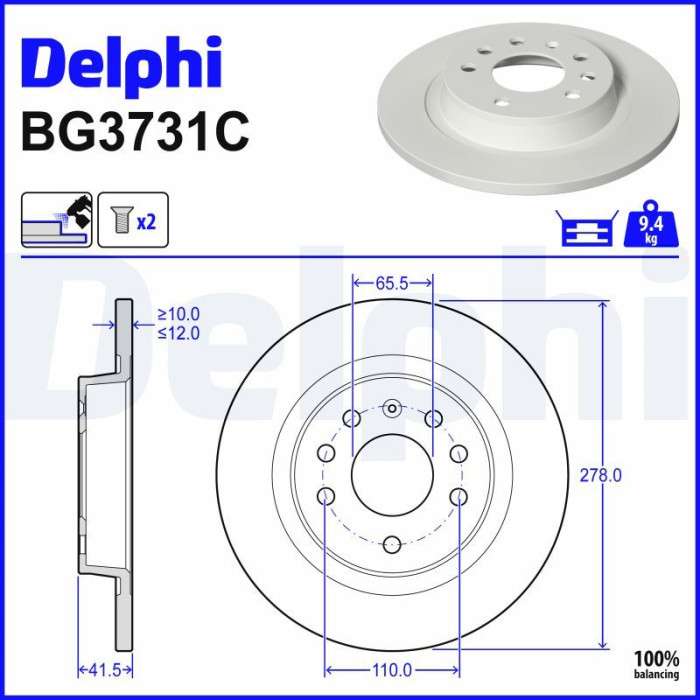 Delphi BG3731C Bremsscheibe Delphi BG3731C Bremsscheibe