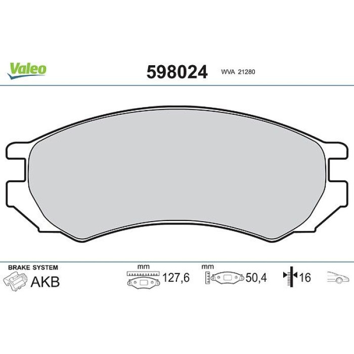 Valeo 598024 Bremsbelagsatz, Scheibenbremse Valeo 598024 Bremsbelagsatz, Scheibenbremse