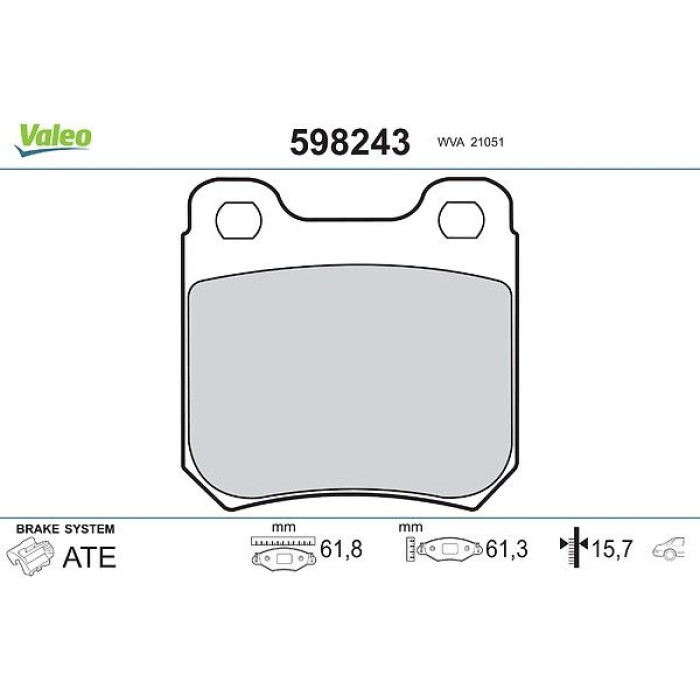 Valeo 598243 Bremsbelagsatz, Scheibenbremse