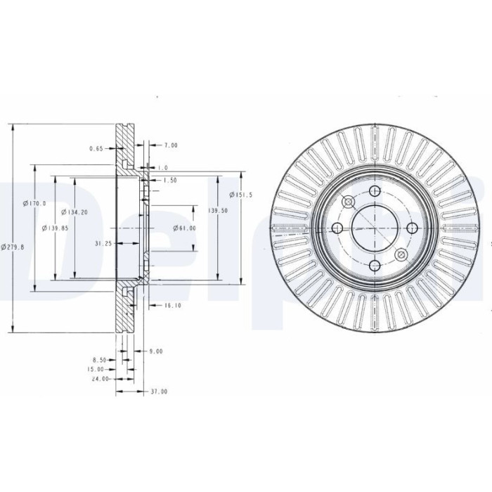 Delphi BG3430C Bremsscheibe Delphi BG3430C Bremsscheibe