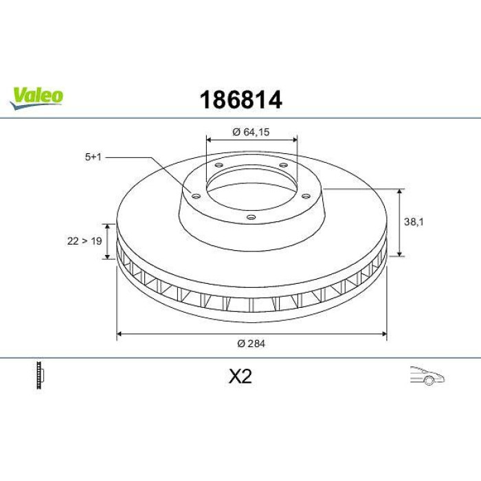 Valeo 186814 Bremsscheibe Valeo 186814 Bremsscheibe