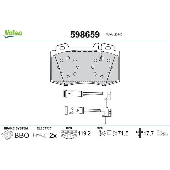 Valeo 598659 Bremsbelagsatz, Scheibenbremse Valeo 598659 Bremsbelagsatz, Scheibenbremse