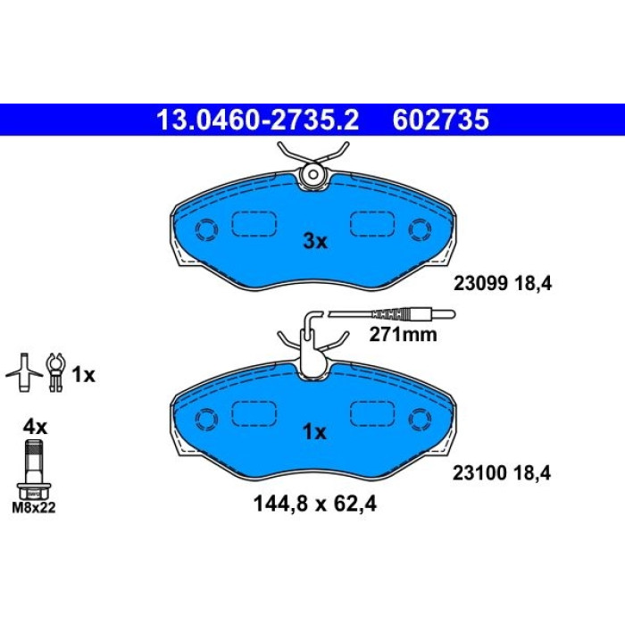 ATE 13.0460-2735.2 Bremsbelagsatz, Scheibenbremse ATE 13.0460-2735.2 Bremsbelagsatz, Scheibenbremse