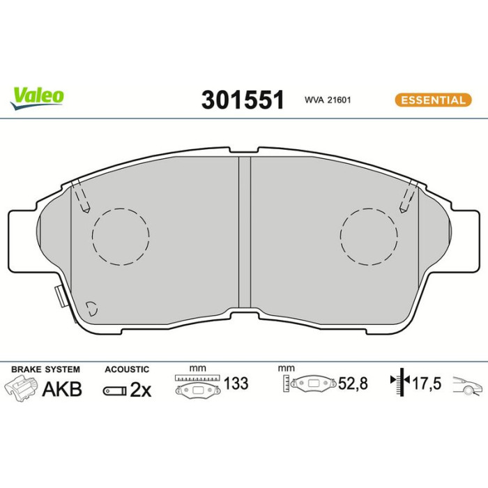 Valeo 301551 Bremsbelagsatz, Scheibenbremse ESSENTIAL Valeo 301551 Bremsbelagsatz, Scheibenbremse ESSENTIAL