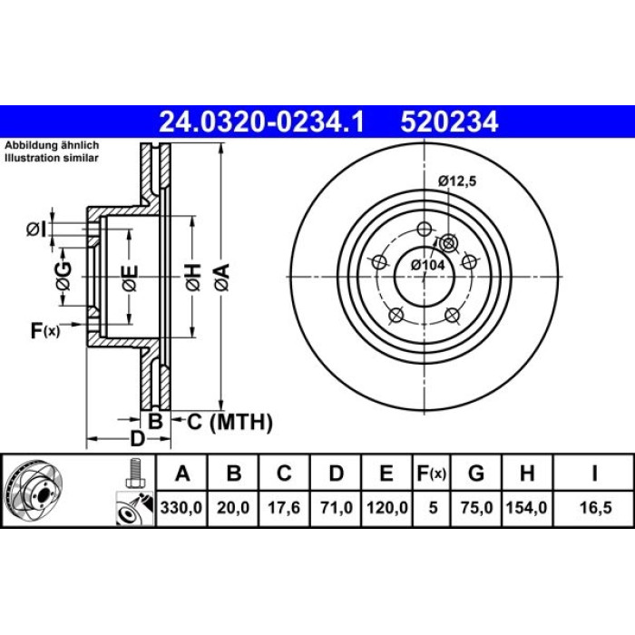 ATE 24.0320-0234.1 Bremsscheibe PowerDisc