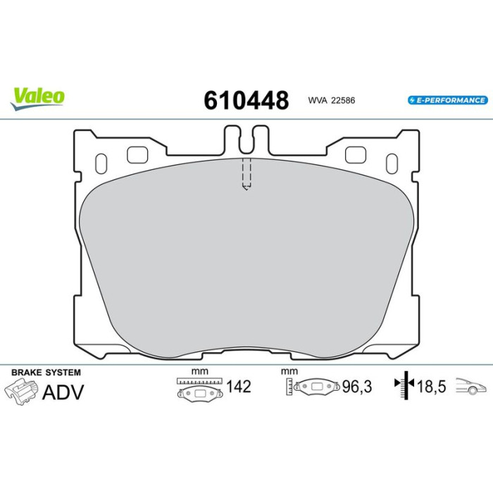 Valeo 610448 Bremsbelagsatz, Scheibenbremse E-PERFORMANCE Valeo 610448 Bremsbelagsatz, Scheibenbremse E-PERFORMANCE