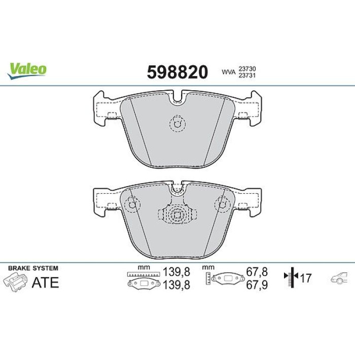 Valeo 598820 Bremsbelagsatz, Scheibenbremse Valeo 598820 Bremsbelagsatz, Scheibenbremse