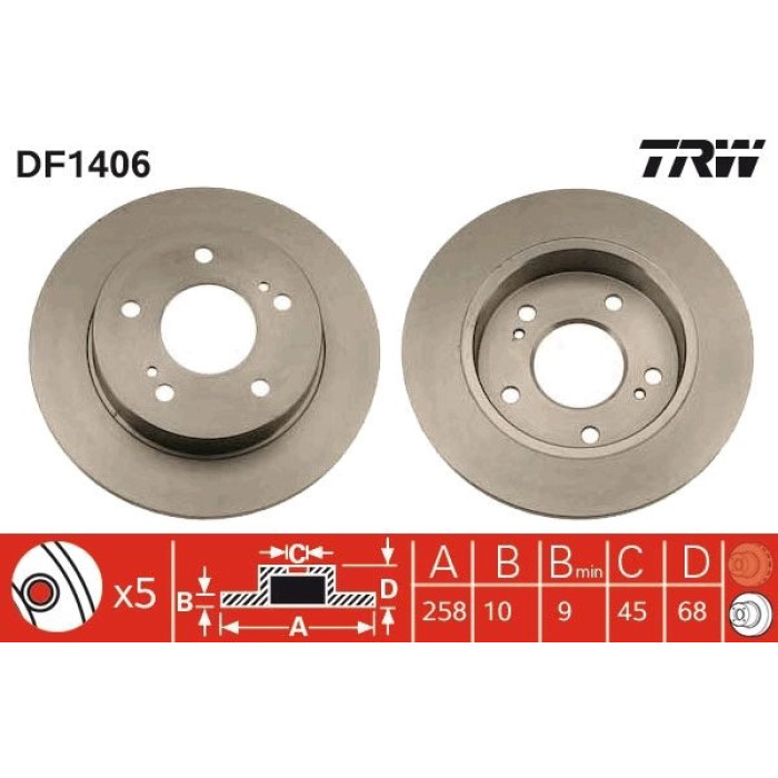 TRW DF1406 Bremsscheibe TRW DF1406 Bremsscheibe