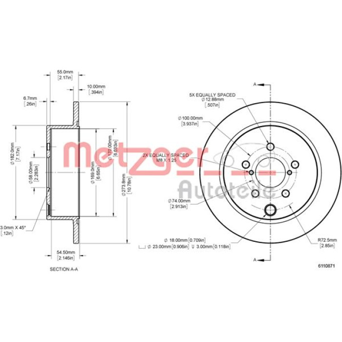 Metzger 6110871 Bremsscheibe Metzger 6110871 Bremsscheibe