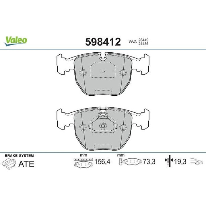 Valeo 598412 Bremsbelagsatz, Scheibenbremse