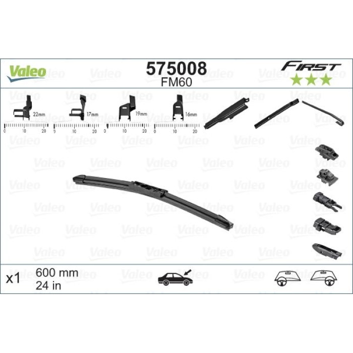 Valeo 575008 Wischblatt Scheibenwischer FIRST MULTICONNECTION Valeo 575008 Wischblatt Scheibenwischer FIRST MULTICONNECTION