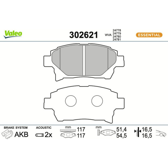 Valeo 302621 Bremsbelagsatz, Scheibenbremse ESSENTIAL