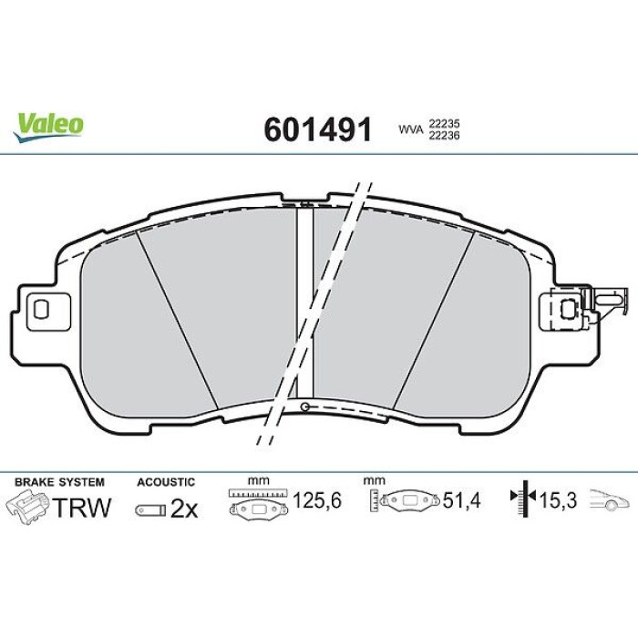 Valeo 601491 Bremsbelagsatz, Scheibenbremse Valeo 601491 Bremsbelagsatz, Scheibenbremse