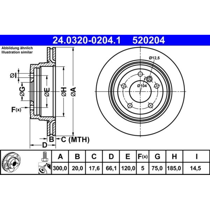 ATE 24.0320-0204.1 Bremsscheibe PowerDisc ATE 24.0320-0204.1 Bremsscheibe PowerDisc