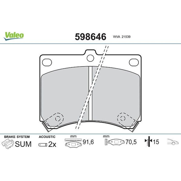Valeo 598646 Bremsbelagsatz, Scheibenbremse Valeo 598646 Bremsbelagsatz, Scheibenbremse