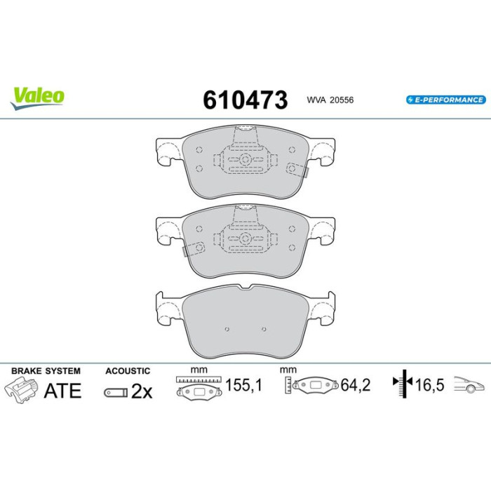 Valeo 610473 Bremsbelagsatz, Scheibenbremse E-PERFORMANCE Valeo 610473 Bremsbelagsatz, Scheibenbremse E-PERFORMANCE