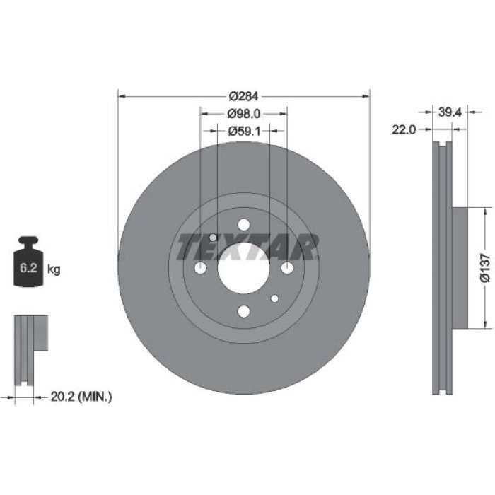 Textar 92055203 Bremsscheibe PRO